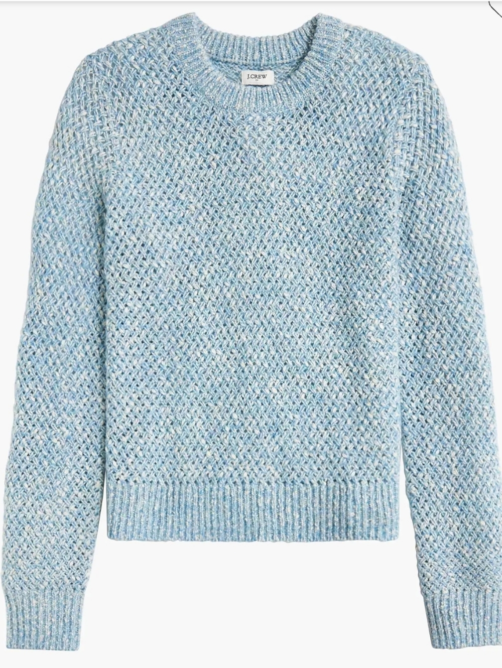 J. Crew Honeycomb Cable Baby Blue Sweater, xsmall - Picture 2 of 6